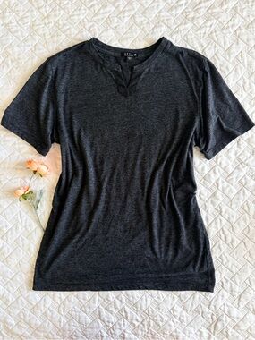 SIVA Charcoal Gray Tri Blend Notched V Neck Tee Shirt Small Soft Casual Basic